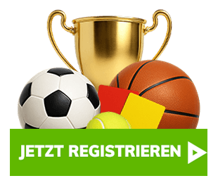 Pokal mit Fussball, Basketball und Schiedsrichterkarte
