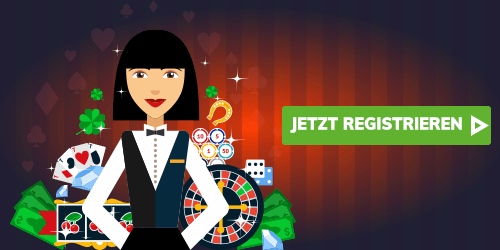 Casino Motive mit Croupier, Roulette und Spielkarten
